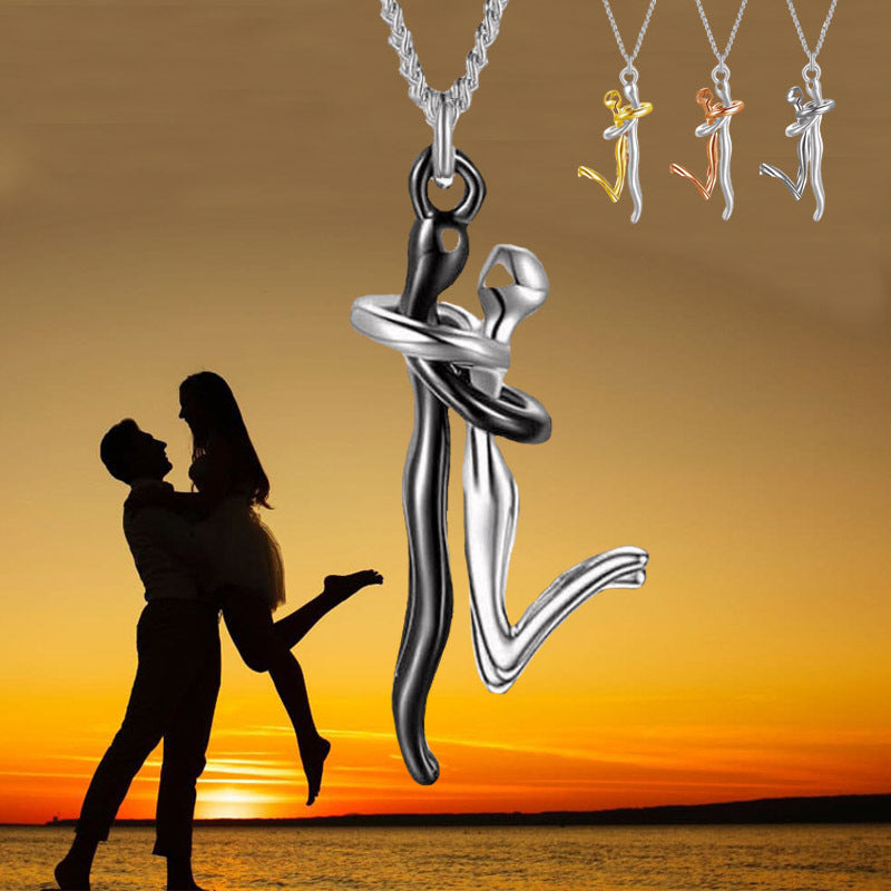 18K Love Hug Necklace Couple Anniversary Valentine's Day Gift Fashion Simple Temperament Clavicle Chain Pendant Necklace