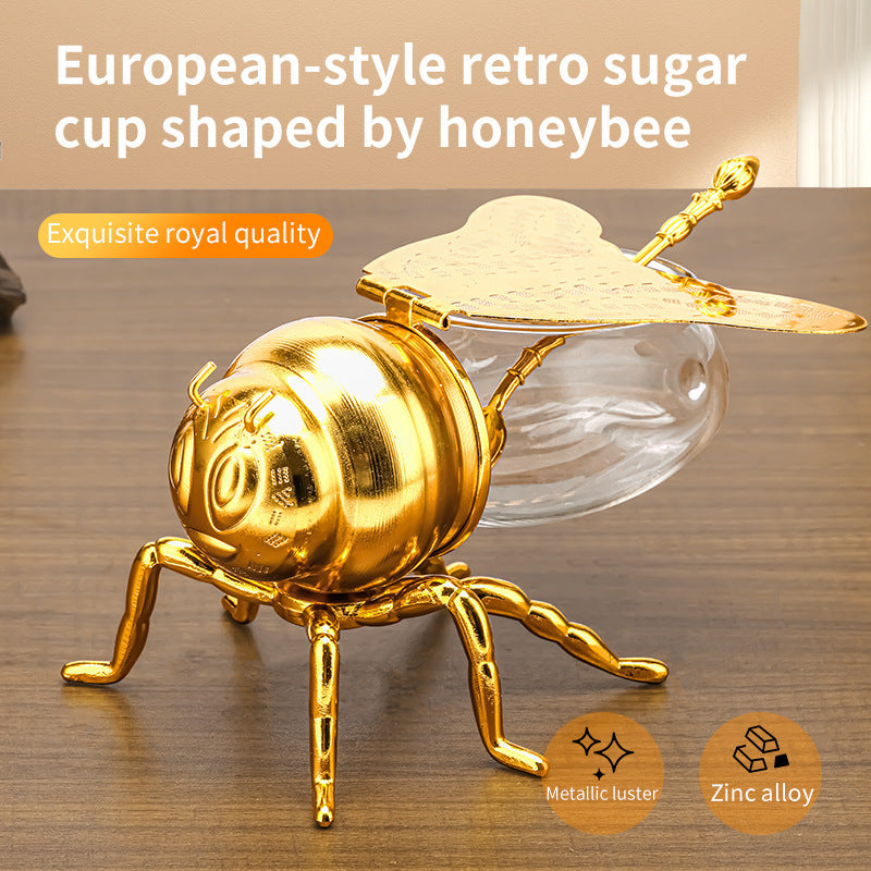 Bee Shaped Honey Jar With Spoon Versatile Novelty Container Condiment Pot For Condiments Oil Kitchen Festive Parties Kitchen Gadgets