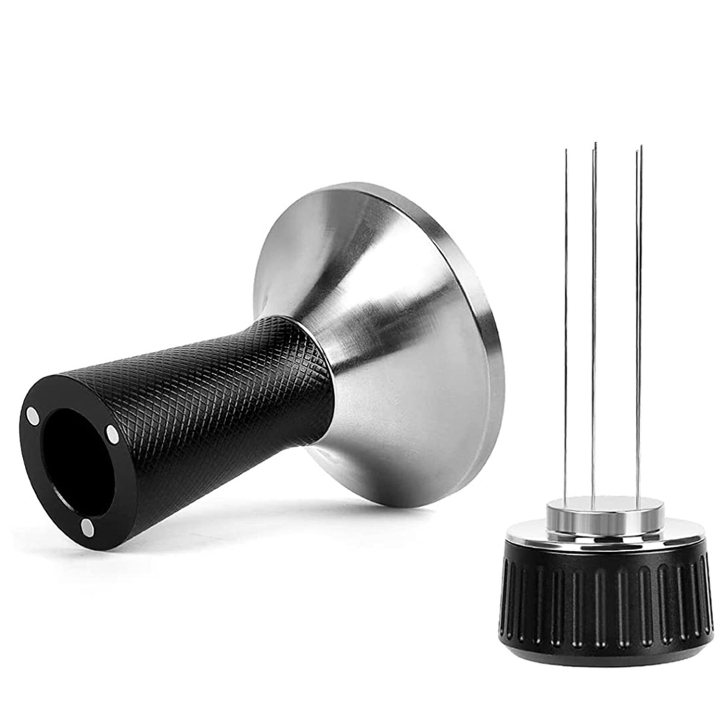 2 in 1 53mm Espresso Coffee Tamper with Stirrer Stainless Steel Curved Base Magnetic Coffee Distributor Tamper Compatible with 54mm  Portafilter Basket